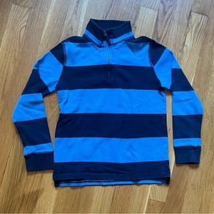 J.Crew Crewcuts Boys Blue Rugby Striped Quarter Zip Sweatshirt